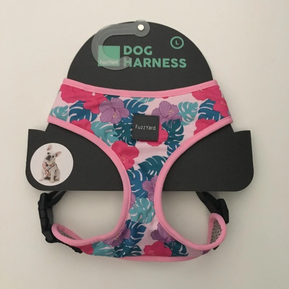 NEW (L) Dog Harness Tropical Theme Floral Print for Large Dogs | FuzzYard